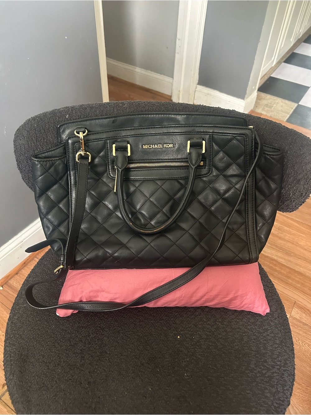 Michael Kors Black Quilted Large Selma Bag